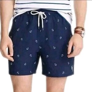 POLO ralph lauren XL Traveler Classic Swim Trunks Anchor Logo  Mesh Lined Navy